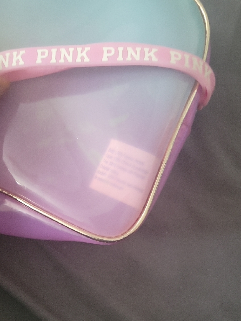 PINK Victoria's Secret Iridescent Lavender-to-Teal Cosmetic Pouch - Picture 4 of 9